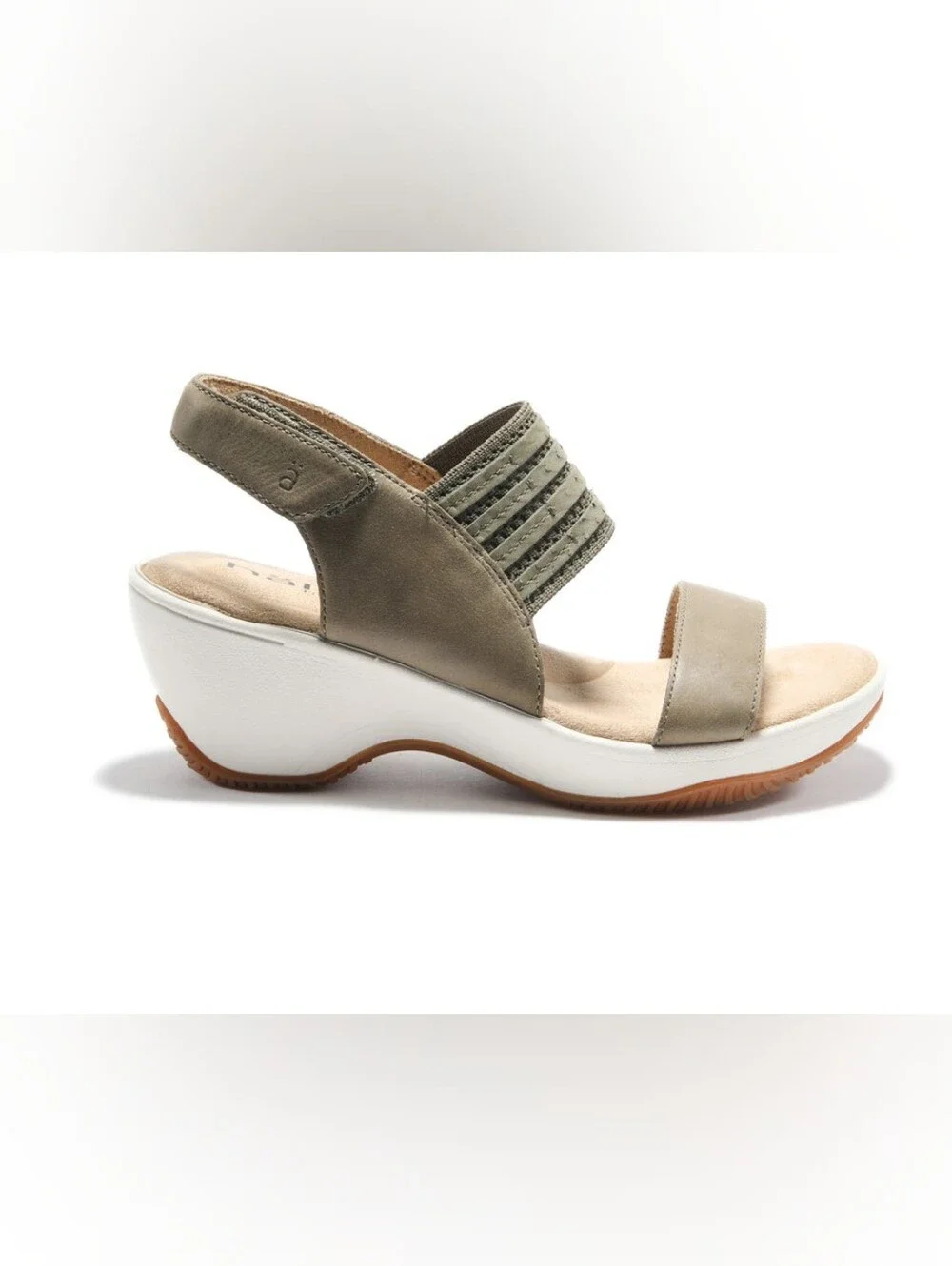 Halsa Chantal Wedge Comfort Sandals, Velcro Strap, Leather Uppers And Footbeds